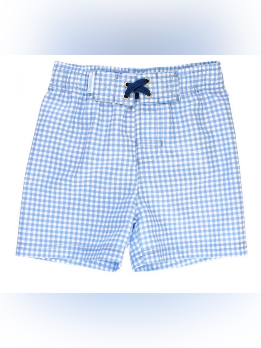 RuffleButts RuggedButts Blue Gingham Swim Trunks UPF 50+ | NWT | Size 6-12M